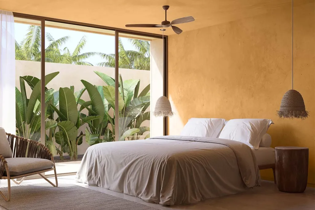 Microcement wall ochre brown