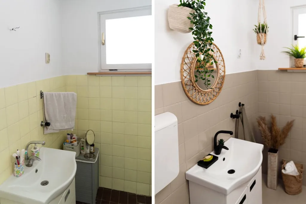 tile Paint bathroom before after cappuccino tile Paint bathroom before after cappuccino