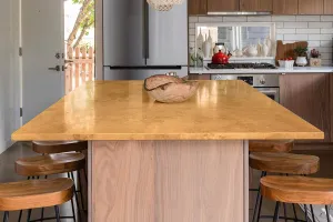 Microcement furniture ochre brown