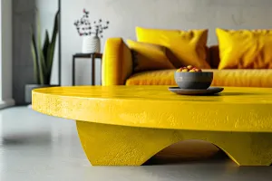 Microcement furniture signal yellow