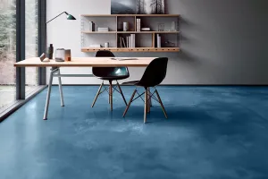 Microcement flooring azure blue EPODEX